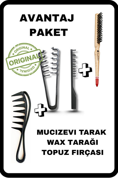 FESTİLO Mucizevi Tarak Seti Wax Tarağı Topu Fırçası Saç Şekillendirme Seti