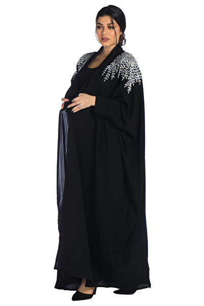 ROZA ABAYA عباية بشت فخمة نسائي سوداء لف من قماش راما مع طرحة مجانًا