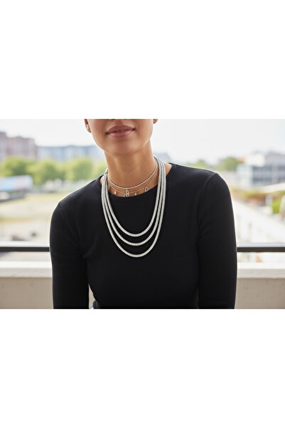 neslyaccessories Stone-embellished triple-row necklace