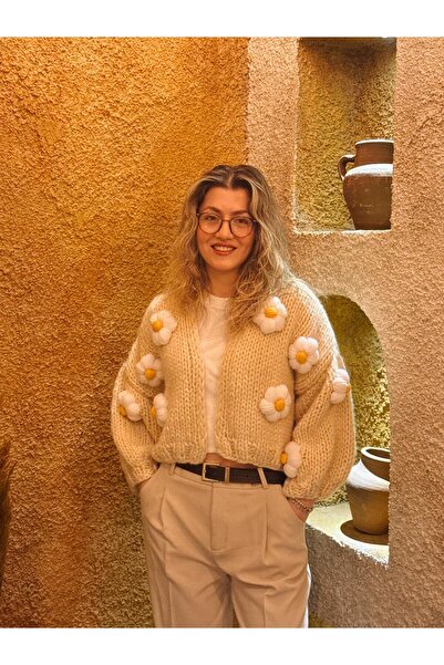 mihal boutique Women's Beige Daisy Cardigan