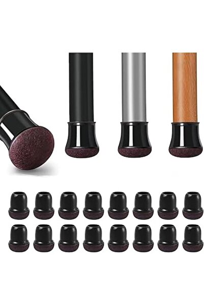 OEM Set of 16 round rubber chair leg protectors, black/maroon, 14-20 mm