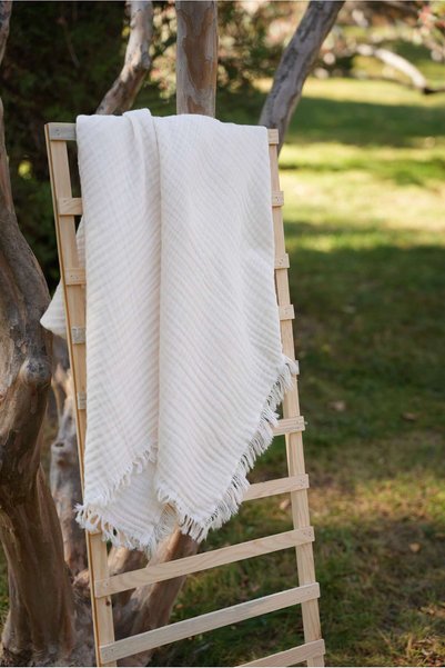 MİLABABY 4 Layers 100% Cotton Muslin Baby Blanket (90×110) Muslin Cover Baby Muslin Swaddle Fringed Muslin Cream
