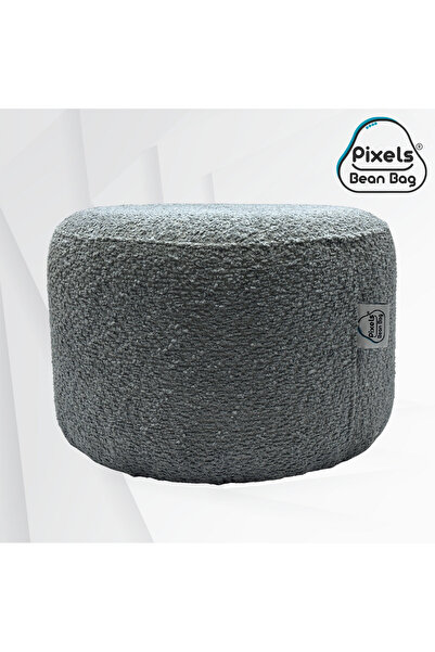 PixelsBeanBag Pixel Bean Bag Round Boucle Fabric Ottoman, for Living Room and Bedroom