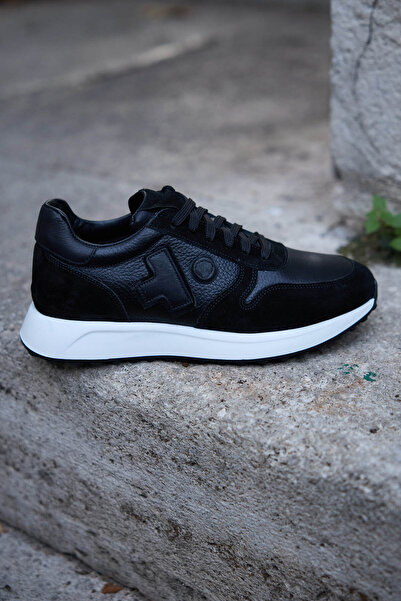 Vantaggio Joao Black 100% Genuine Leather Men's Sneaker Shoes