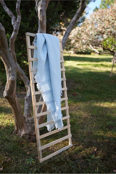 MİLABABY 4 Layers 100% Cotton Muslin Baby Blanket (90×110) Muslin Cover Baby Muslin Swaddle Fringed Muslin Blue