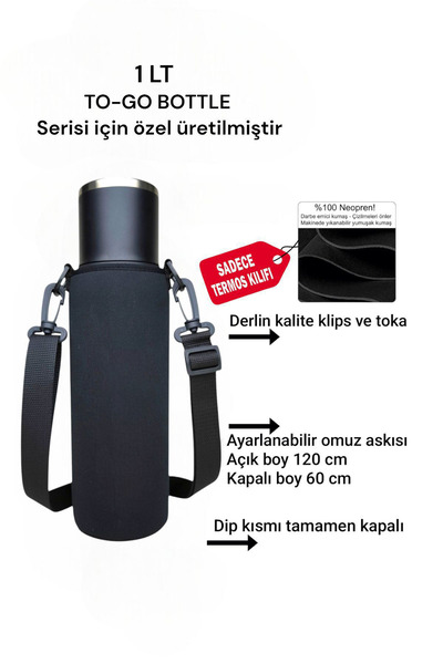 MELA 1 lt kulpsuz TO-GO BOTTLE neopren termos kılıfı ve Omuz Askısı