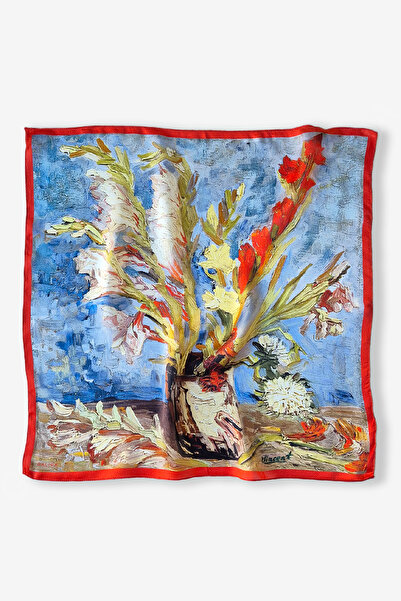 Galiga Van Gogh Gladioli %100 Ipek Fular 55x55cm "Art on Silk"