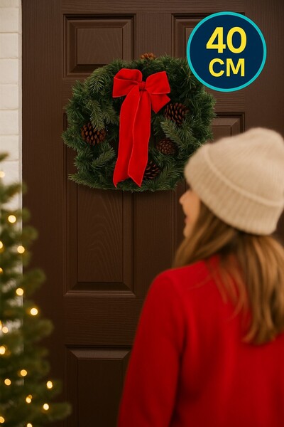 TOYFEST Червона стрічка 40 см Новорічна прикраса для дверей Декоративна ялинк...