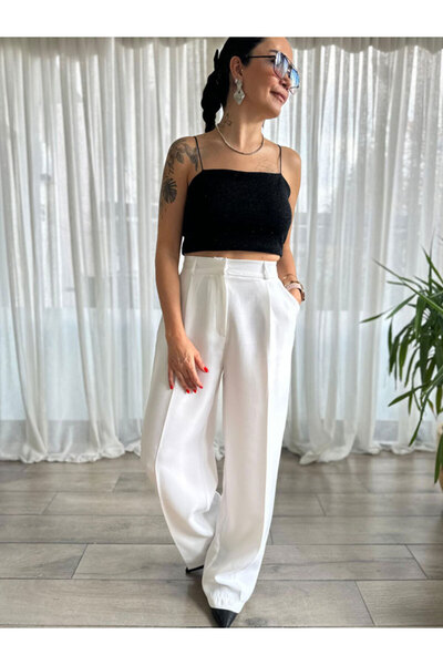 Burcu Özpıranga SALLY Esnek Askılı Işıltılı Siyah Crop