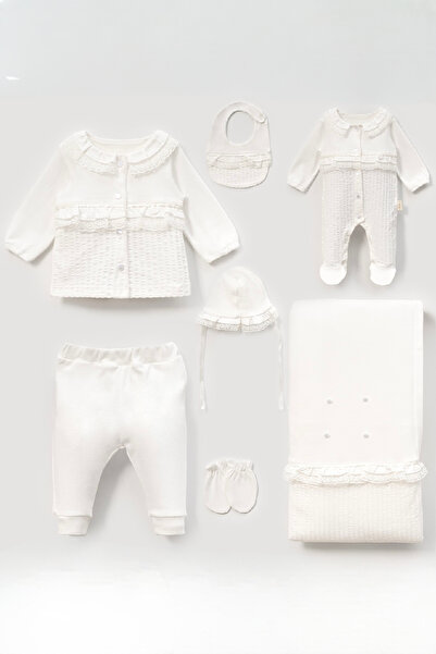 Cherub Baby Buttoned Baby Girl 7-Piece Romper Hospital Discharge Bodysuit Set Baby Outfit