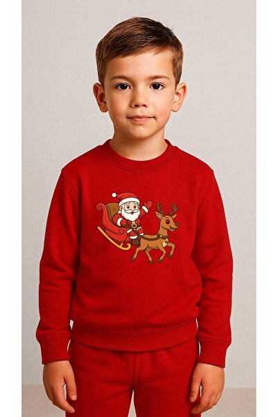 playwear Παιδικό Φούτερ Σετ Παιδικών Ρούχων με στάμπα DEER YEAR-END για Κορίτ...