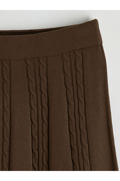 LC Waikiki Beli Lastikli Kendinden Desenli Kloş Triko Etek