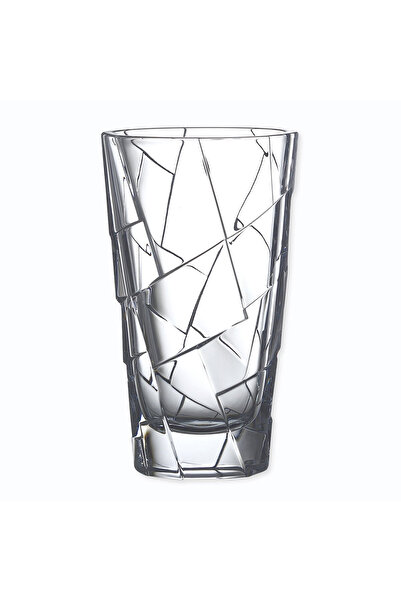 BOHEMİA CRYSTAL Crystal Bohemia Crack Glass Vase H30.5 cm, Transparent
