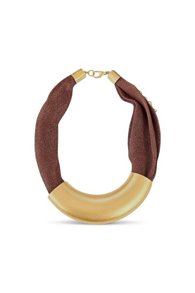 neslyaccessories Mat Gold Detail Tulle Necklace