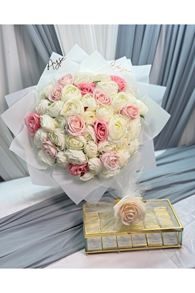 Cyz Home Renkli Şakayık Gül İsteme Çiçeği 60 Adet Isimli Söz Nişan Kız Isteme Çikolata ANNE GÜLÜ HEDİYE