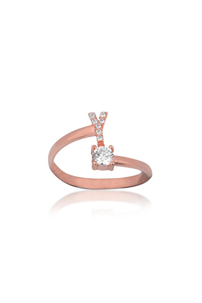 Emiliano Jewellery Zirkon Taşlı Pırlanta Montür Rose Altın Kaplama Y Harfli G...