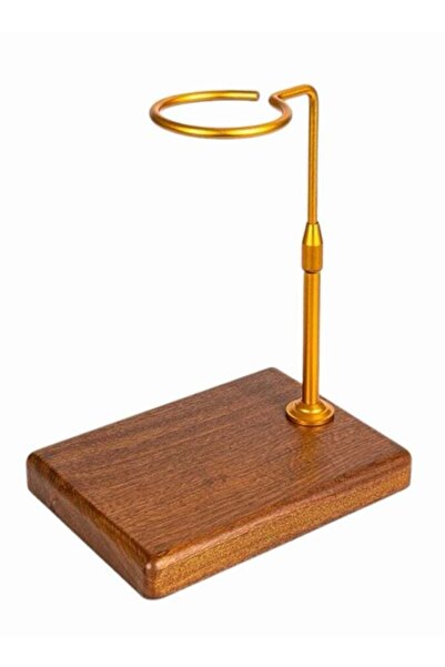 Your drinks حامل اقماع ذهبي قاعدة خشبي