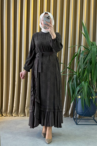 MissWhence 38806 Cupro Lace Detailed Dress Brown