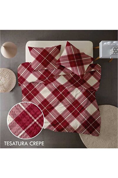 Dormisete DHome Crepe bedding set - sheet 160x230 + duvet cover 150x210 + pillowcase 50x70 (red-cream)