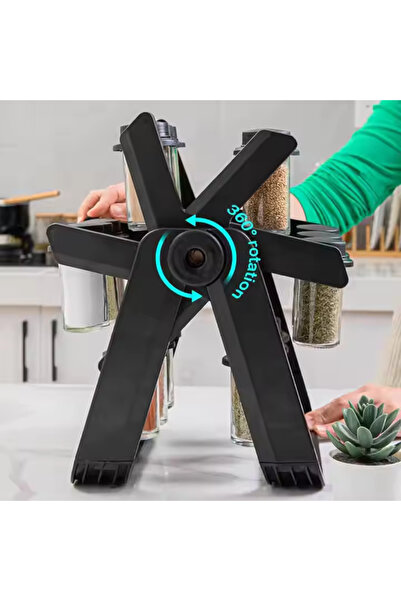 Trendoro 360° Rotating Spice Organizer with 18 Containers – for the Kitchen, with Labels Included