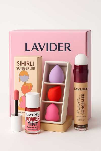 Lavider Buğday Tenliler İçin Kutulu Makyaj Seti Pro 3’lü Sünger+ Likit Tint A...