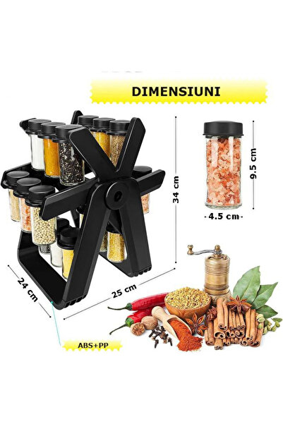 Trendoro 360° Rotating Spice Organizer with 18 Containers – for the Kitchen, with Labels Included