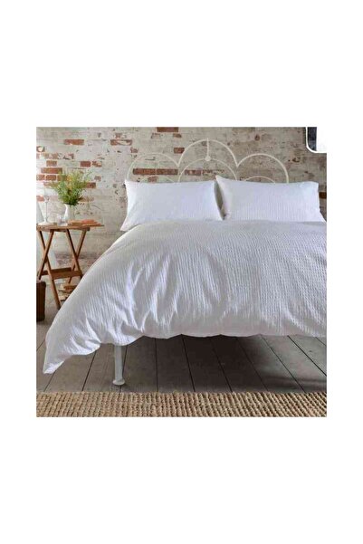 Dormisete DHome Crepe Cotton Crinkled Bed Set 160x230 + Duvet Cover 150x210 + Pillowcase 50x70 - White