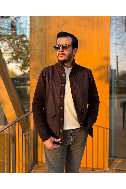 Avni Ceylan Nubuck Touch Detailed Knitwear Coat