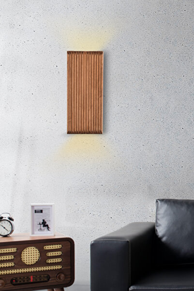 Trend Kitchen Eclora Modern Çizgili Tasarım Ahşap Peri Ledli Pilli Duvar Apliği