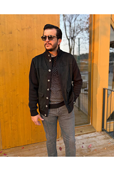 Avni Ceylan Nubuck Touch Detailed Knitwear Coat