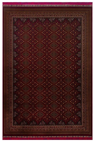 Eko Halı SATEEN AFGHAN SFG 01 RED Yıkanabilir Afgan Desenli Hav Toz Vermeyen ...