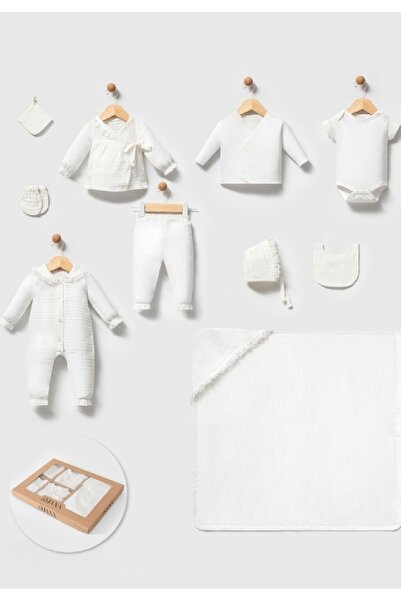 Cherub Baby Fistolu Muslin Newborn Baby Girl 10 Piece Hospital Release Bodysuit Set Baby Outfit