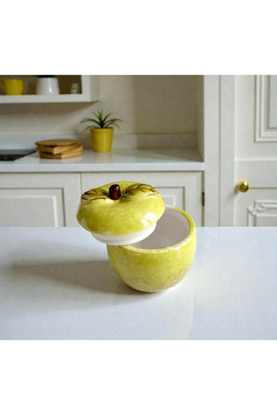 Trueland Decorative Ceramic Apple Jar (Green)