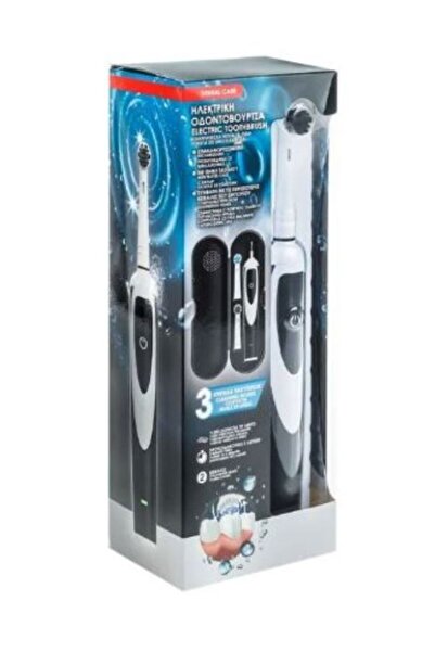 DentalX Rechargeable Electric Toothbrush White/Black with 2 Replacement Heads & Travel Case