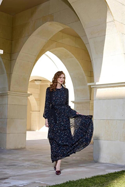 MissWhence 37819 Double Chiffon Dress with Belt at the Waist