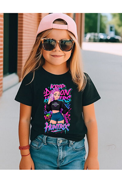 lovver HUNTRİX DEMON HUNTER RUMI DESIGN TRICOU DE COPII DIN BUMBAC CU IMPRIMA...