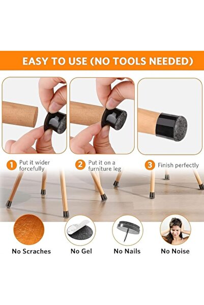 OEM Set of 16 round rubber chair leg protectors, black/maroon, 14-20 mm