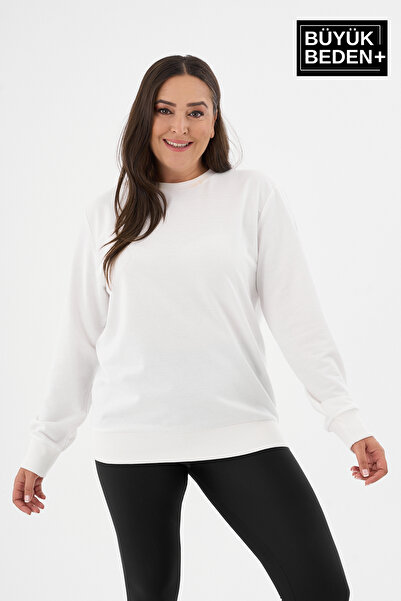 Superlife Women's Plus Size Crew Neck Slim Sweatshirt Spr24Bswk56