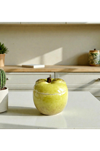 Trueland Decorative Ceramic Apple Jar (Green)