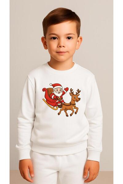 playwear Παιδικό Φούτερ Σετ Παιδικών Ρούχων με στάμπα DEER YEAR-END για Κορίτ...