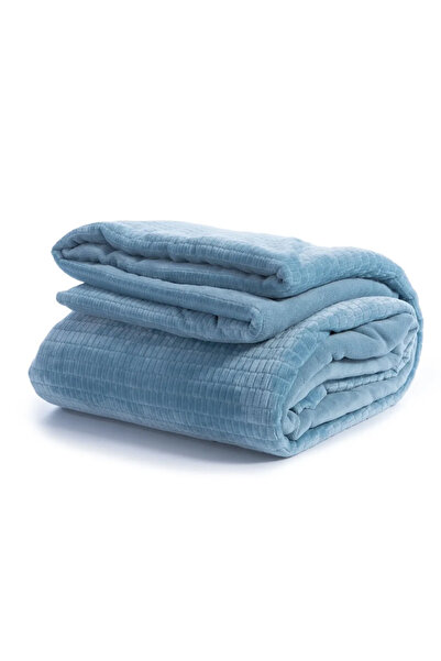 Nef Nef Homeware Polyester Ezra Blanket 220x240 Blue