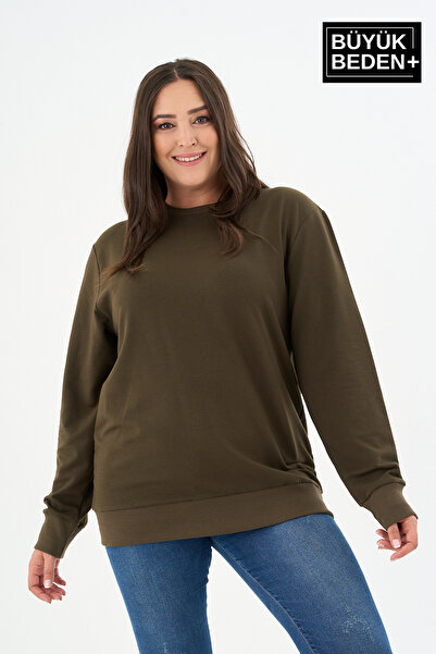 Superlife Women's Plus Size Crew Neck Slim Sweatshirt Spr24Bswk56