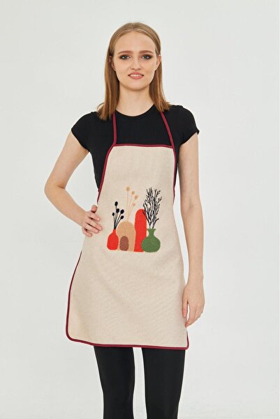 ESCE Kitchen Apron Beige Color Stylish Holiday Apron