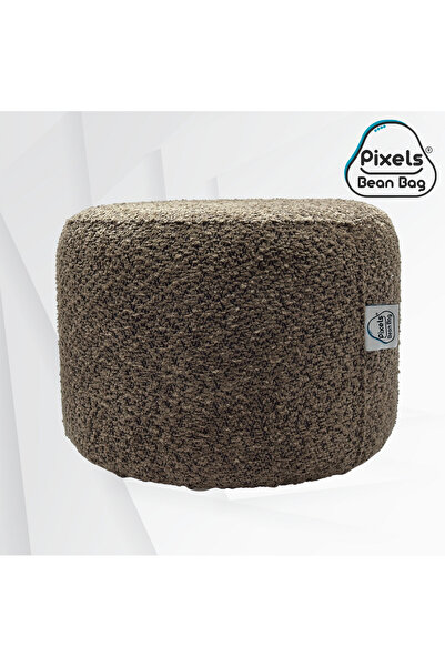 PixelsBeanBag Pixel Bean Bag Round Boucle Fabric Ottoman, for Living Room and Bedroom