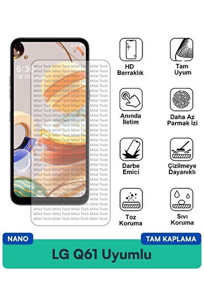 Milat Tech فيلم حماية شاشة LG Q61 نانو، هيكل مرن ورفيع، شفافية عالية