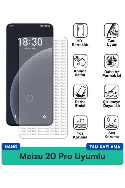 Milat Tech طبقة حماية شاشة Meizu 20 Pro Nano مقاومة للخدوش والصدمات