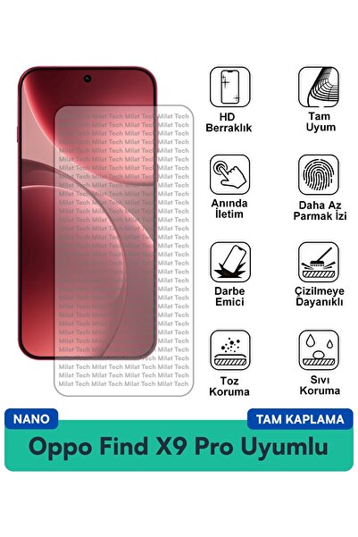 Milat Tech واقي شاشة نانو لهاتف أوبو فايند إكس 9 برو مقاوم للخدوش والصدمات
