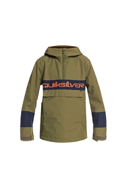 Quiksilver سترة تزلج على الجليد للأولاد من Side Hit Block باللون الأخضر للأولاد