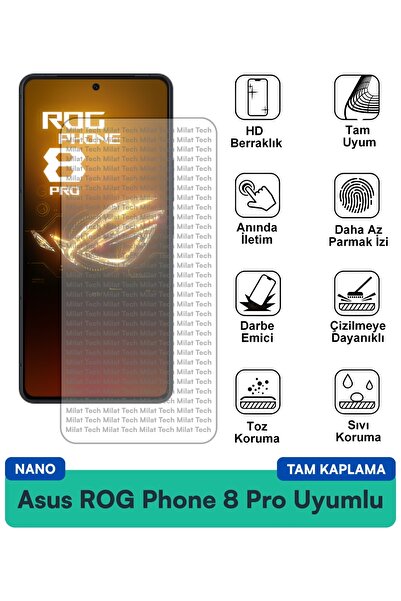 Milat Tech طبقة حماية للشاشة من Asus ROG Phone 8 Pro Nano مقاومة للخدوش والصدمات