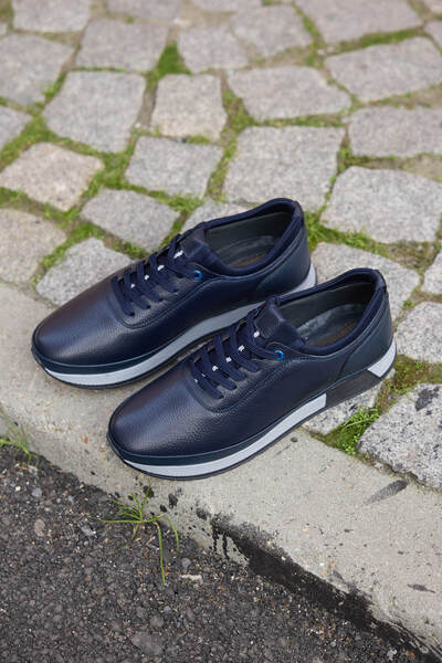 Vantaggio Marven Синій 100% натуральна шкіра Чоловічі повсякденні черевики